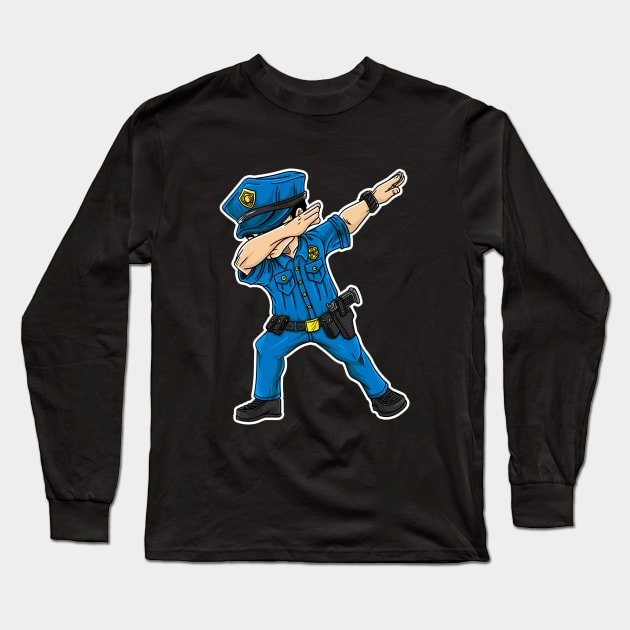 Dabbing Police Gift Funny Policeman Dab Dance Long Sleeve T-Shirt by captainmood